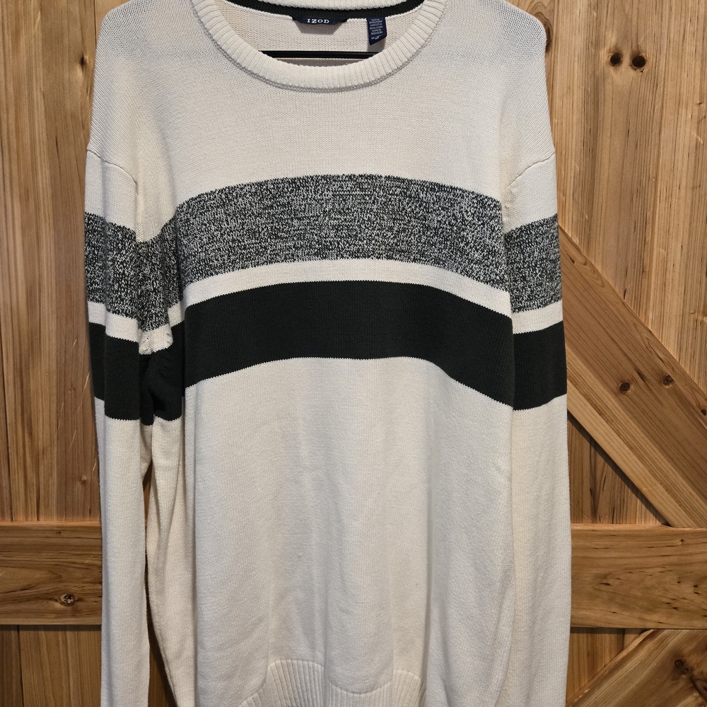 IZOD Men's Cream and Green Sweater Size XL